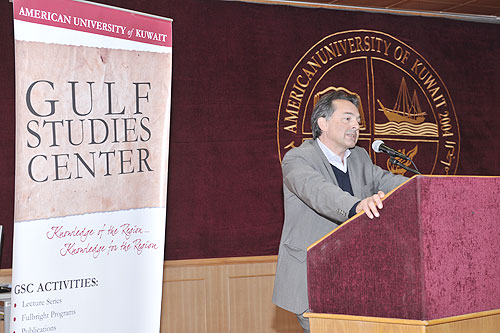 The center for gulf studies at the american university of kuwait hosts lecture on the arab spring