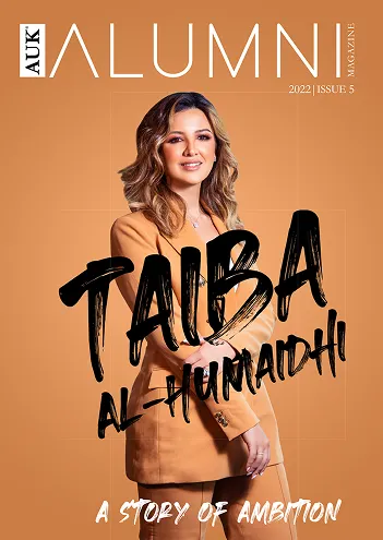 Magazine cover for AUK ALUMN 2022 Issue 5 featuring A story of ambition by Taiba al-humaidhi