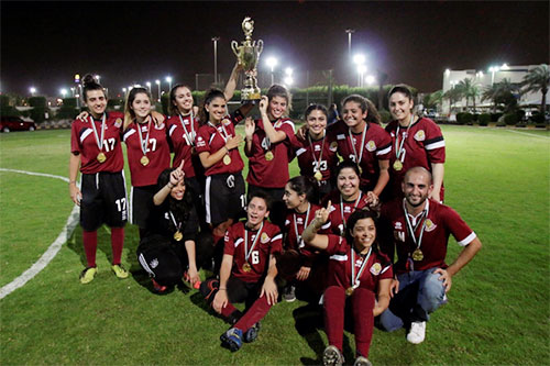 AUK Women's Soccer Team Champions of University Athletics Association of Kuwait (UAAK)
