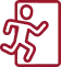 Symbol used to represent a person running or exiting a space