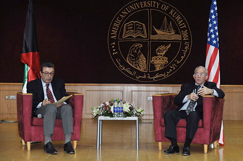 The american university of kuwait hosts a lecture by ambassador edward gnehm